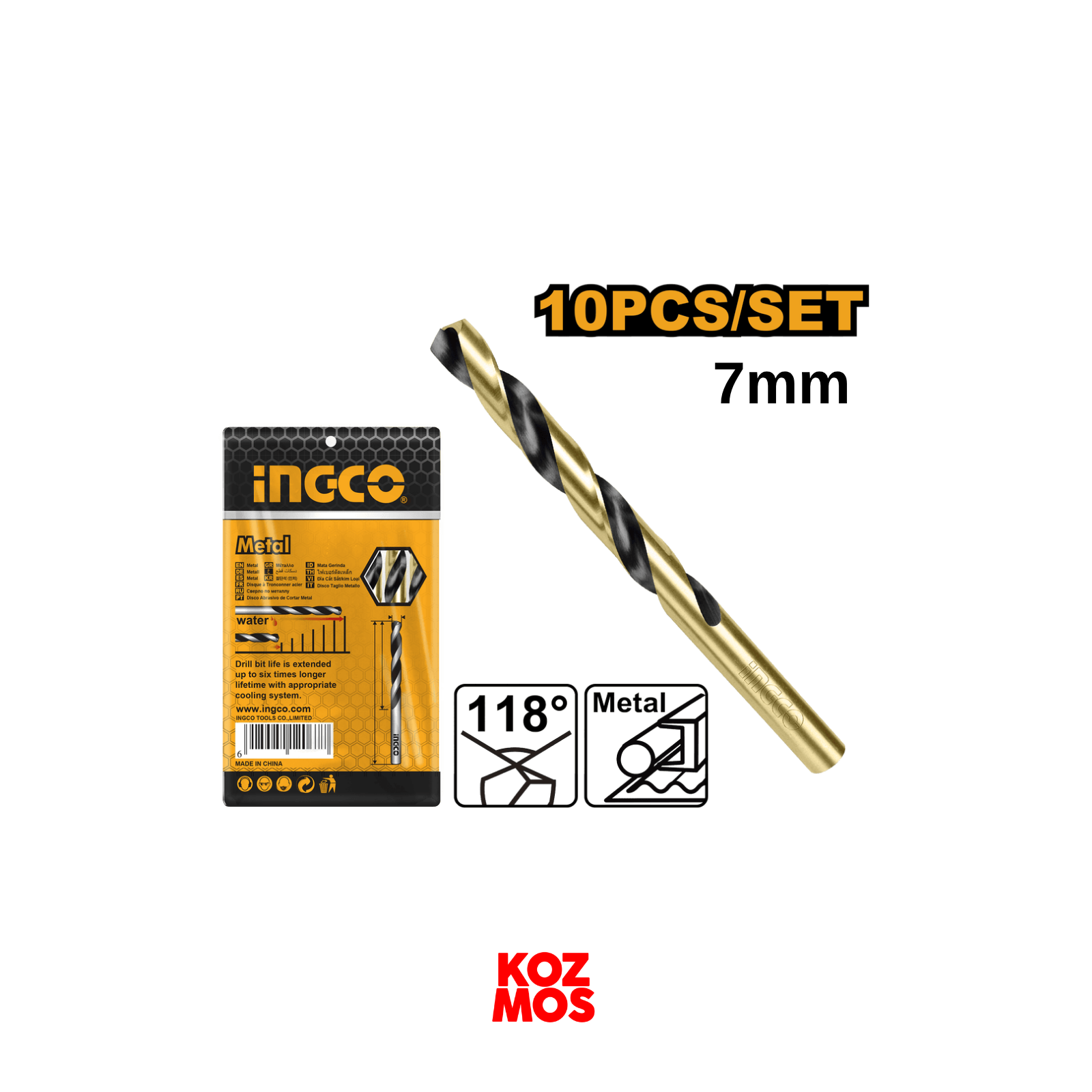 İngco dbt1100703 çelik delme ucu 7mm 10 adet