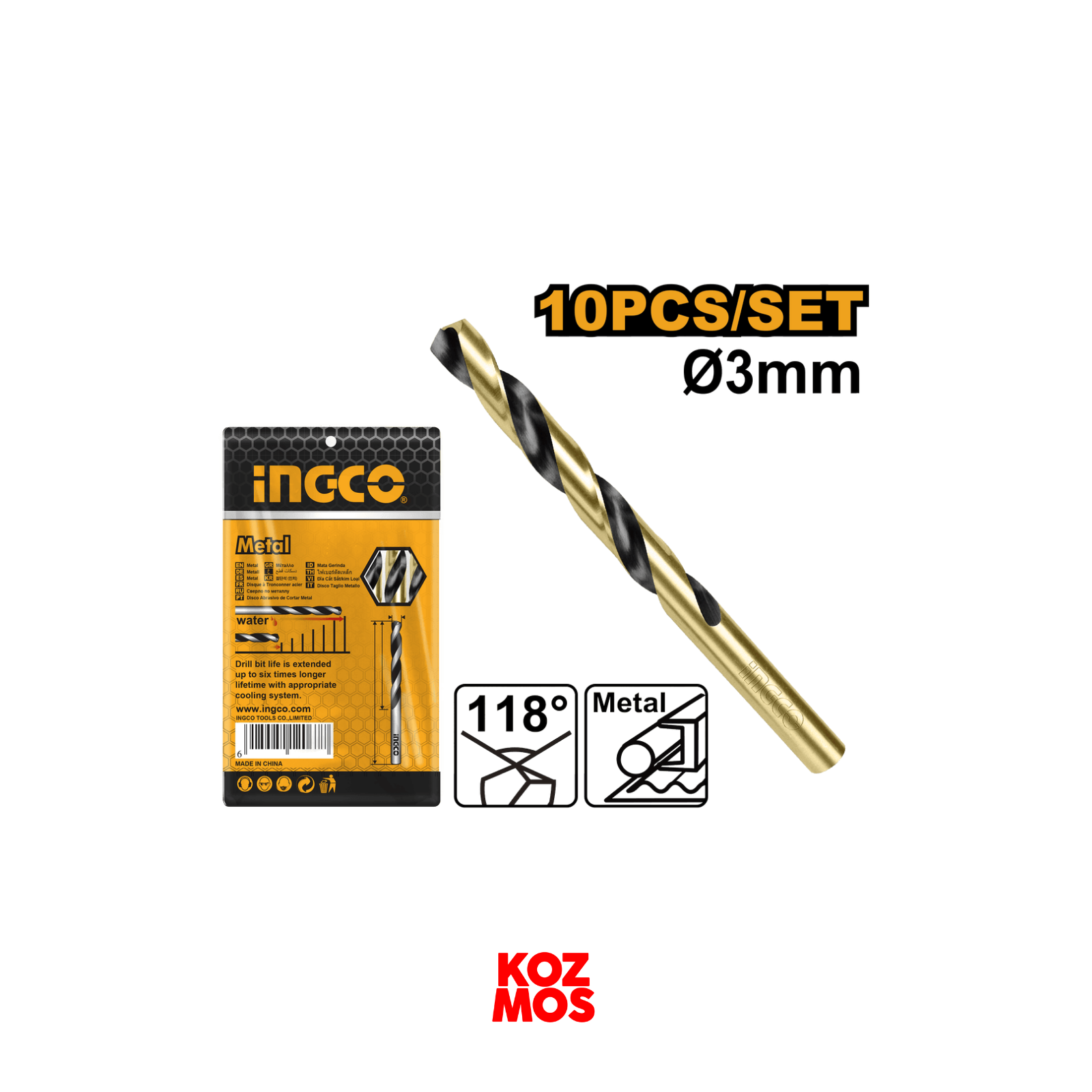 İngco dbt1100303 çelik delme ucu 3mm 10 adet